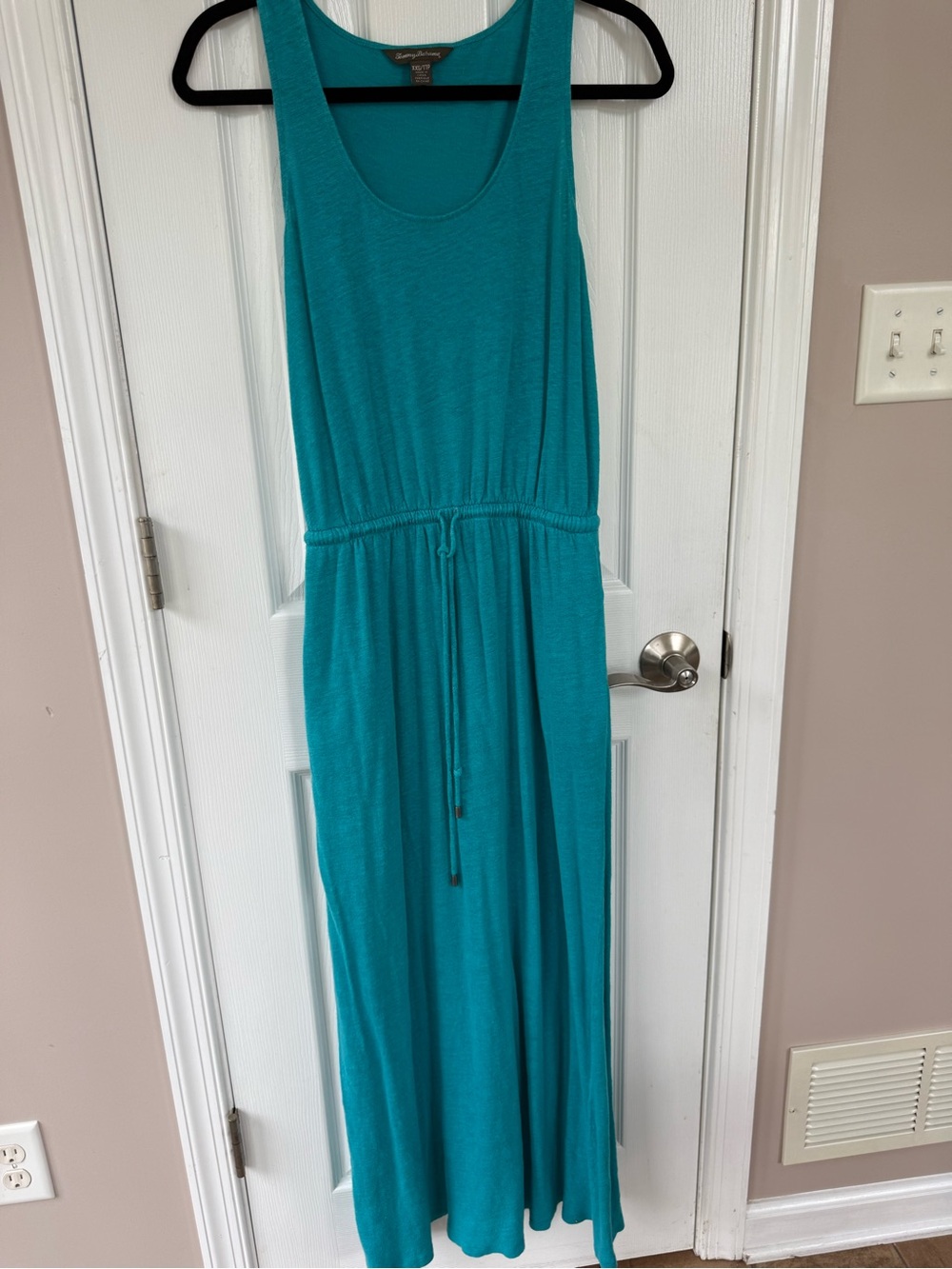 Tommy Bahama Teal Sleeveless Maxi Dress with Drawstring Waist